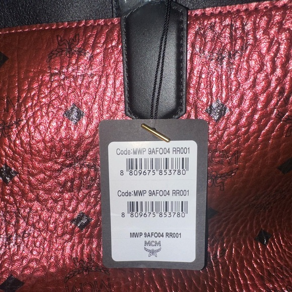 MCM Medium Spot Visetos Leather Shopper Tote Bag - Scooter Red - Picture 12 of 12